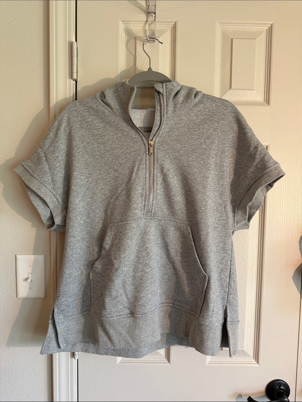 Gray Half-Zip Hoodie Top